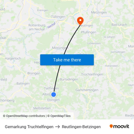 Gemarkung Truchtelfingen to Reutlingen-Betzingen map