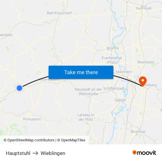 Hauptstuhl to Wieblingen map