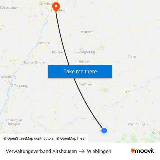 Verwaltungsverband Altshausen to Wieblingen map