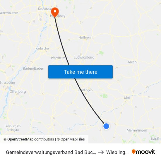Gemeindeverwaltungsverband Bad Buchau to Wieblingen map