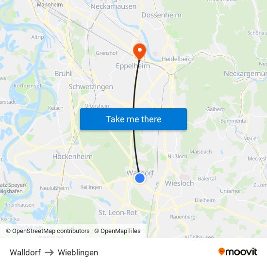Walldorf to Wieblingen map