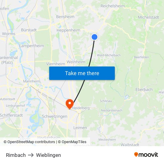 Rimbach to Wieblingen map
