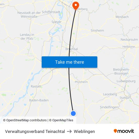 Verwaltungsverband Teinachtal to Wieblingen map