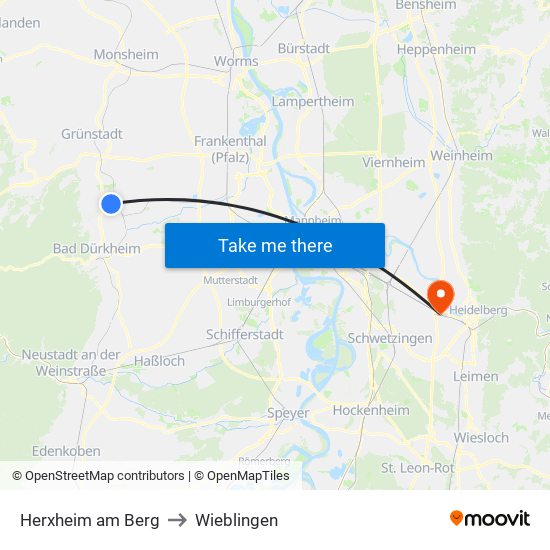 Herxheim am Berg to Wieblingen map