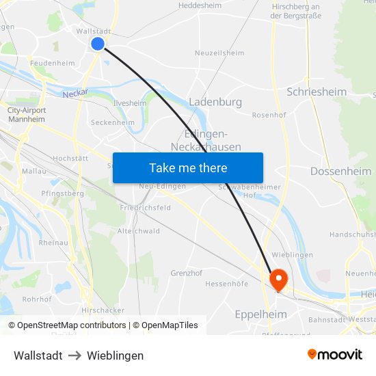 Wallstadt to Wieblingen map