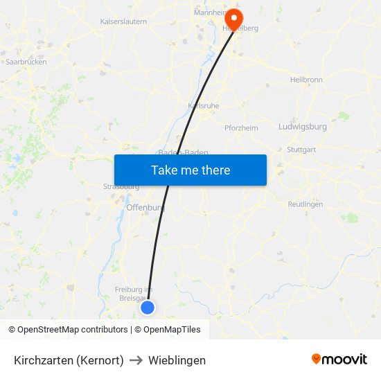 Kirchzarten (Kernort) to Wieblingen map