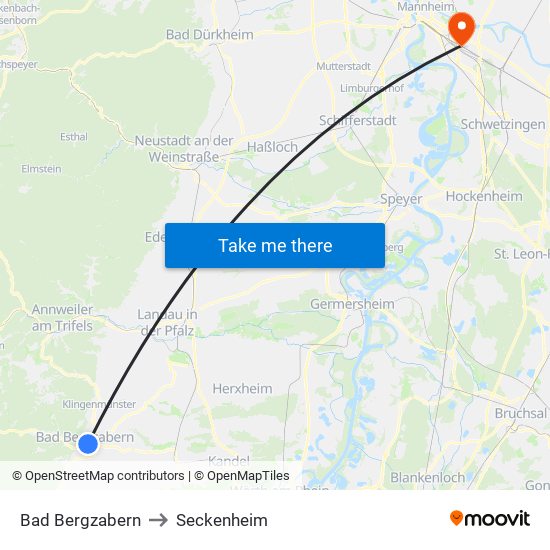 Bad Bergzabern to Seckenheim map