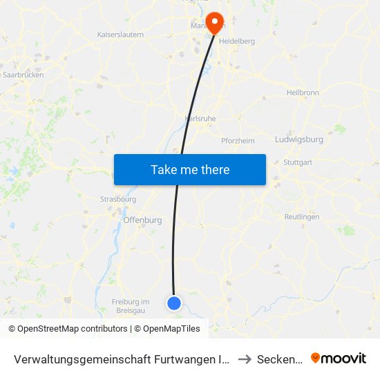 Verwaltungsgemeinschaft Furtwangen Im Schwarzwald to Seckenheim map