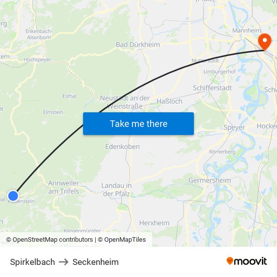Spirkelbach to Seckenheim map