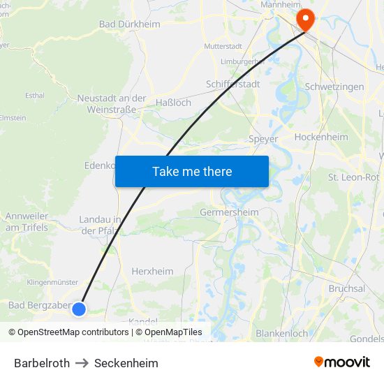 Barbelroth to Seckenheim map