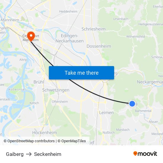 Gaiberg to Seckenheim map