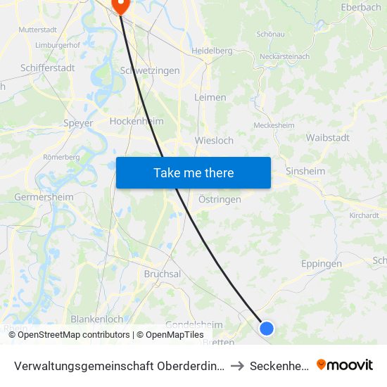 Verwaltungsgemeinschaft Oberderdingen to Seckenheim map