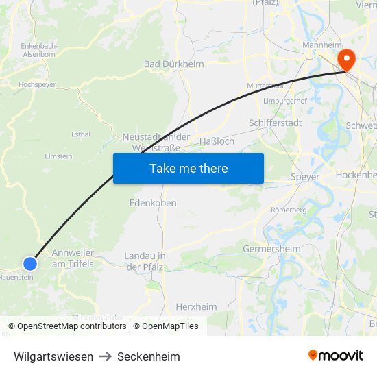 Wilgartswiesen to Seckenheim map