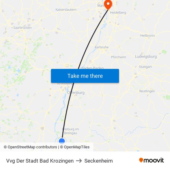 Vvg Der Stadt Bad Krozingen to Seckenheim map