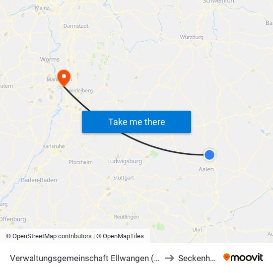 Verwaltungsgemeinschaft Ellwangen (Jagst) to Seckenheim map