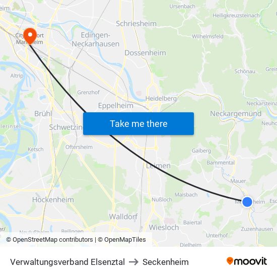 Verwaltungsverband Elsenztal to Seckenheim map