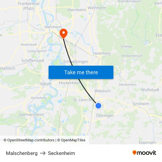 Malschenberg to Seckenheim map