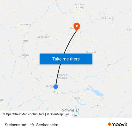 Steinenstadt to Seckenheim map