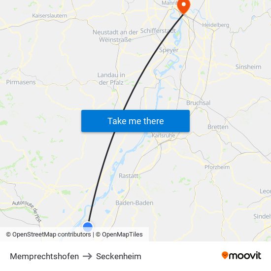 Memprechtshofen to Seckenheim map