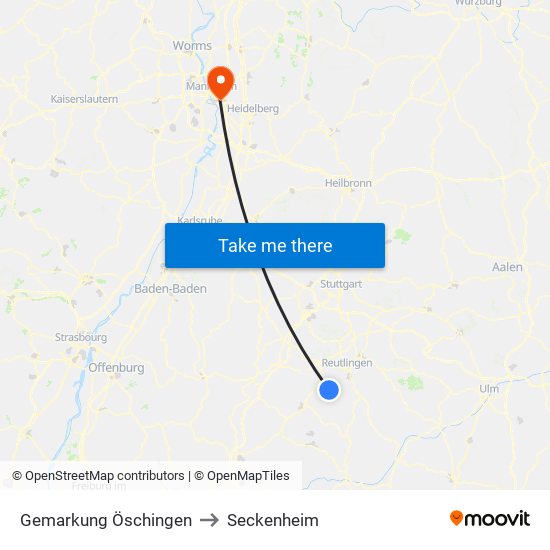 Gemarkung Öschingen to Seckenheim map