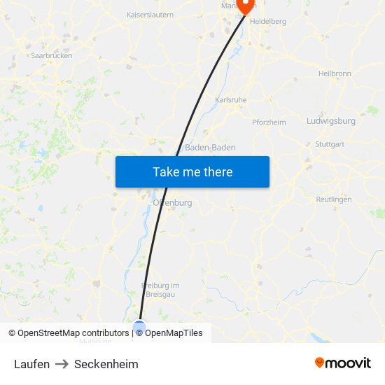 Laufen to Seckenheim map
