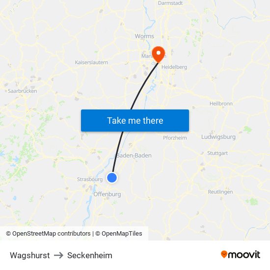 Wagshurst to Seckenheim map