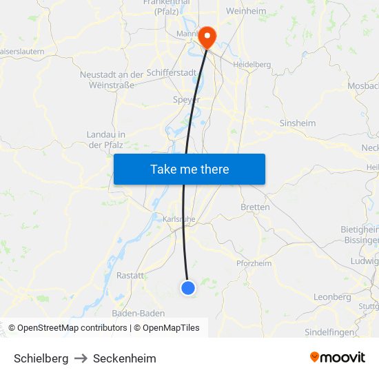 Schielberg to Seckenheim map