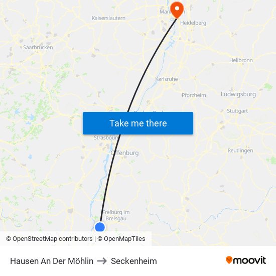 Hausen An Der Möhlin to Seckenheim map