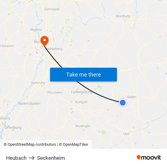 Heubach to Seckenheim map