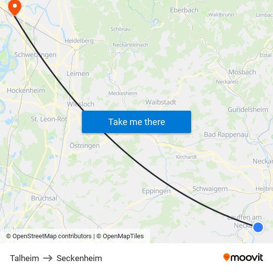 Talheim to Seckenheim map