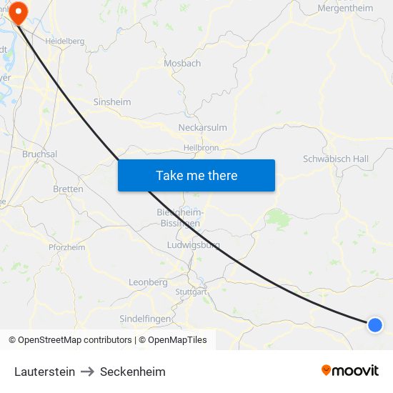 Lauterstein to Seckenheim map