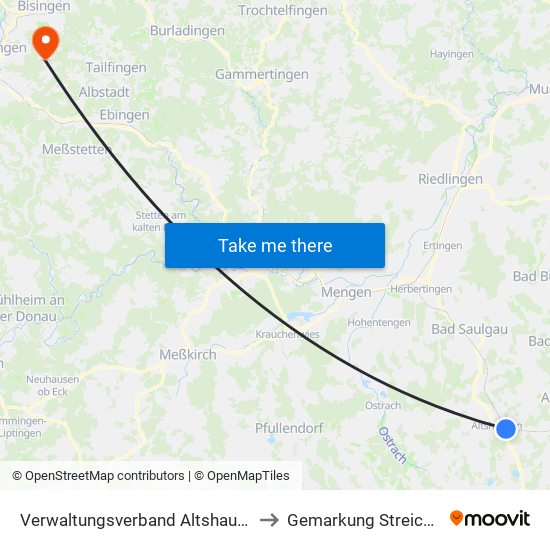 Verwaltungsverband Altshausen to Gemarkung Streichen map