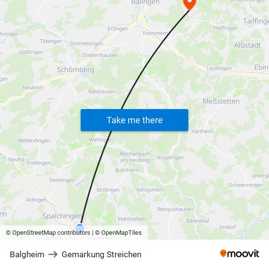 Balgheim to Gemarkung Streichen map