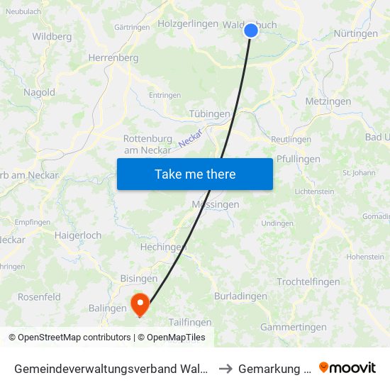 Gemeindeverwaltungsverband Waldenbuch/Steinenbronn to Gemarkung Streichen map