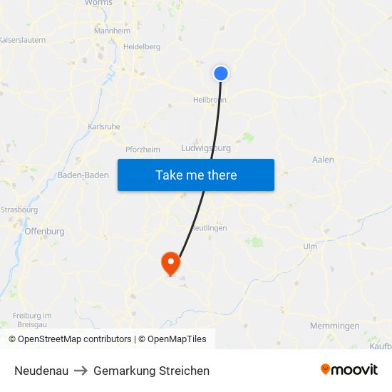 Neudenau to Gemarkung Streichen map