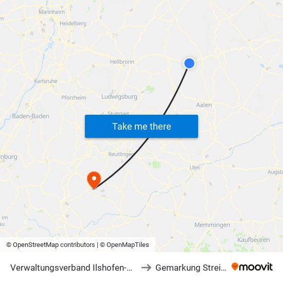 Verwaltungsverband Ilshofen-Vellberg to Gemarkung Streichen map