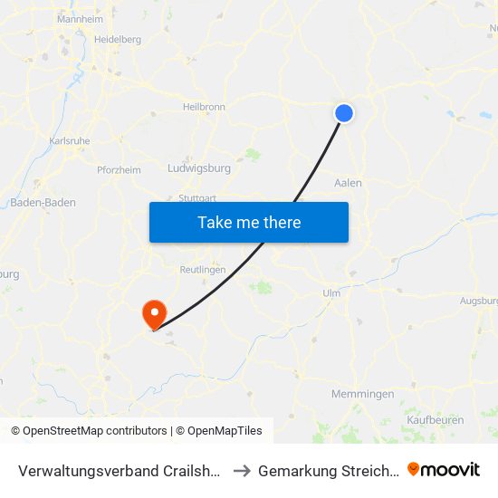 Verwaltungsverband Crailsheim to Gemarkung Streichen map