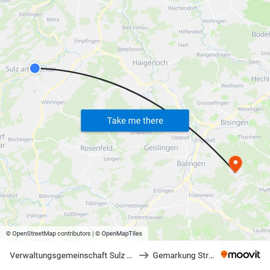 Verwaltungsgemeinschaft Sulz am Neckar to Gemarkung Streichen map