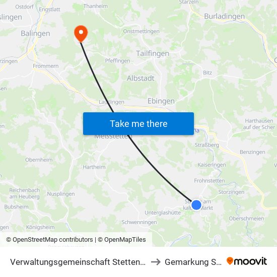 Verwaltungsgemeinschaft Stetten am Kalten Markt to Gemarkung Streichen map