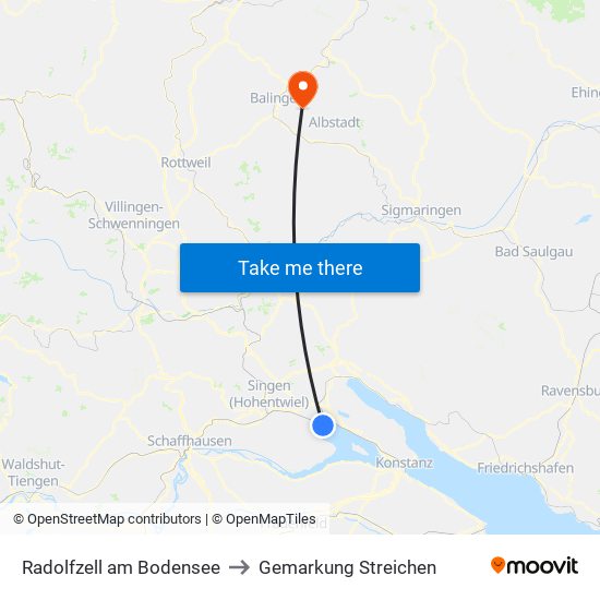 Radolfzell am Bodensee to Gemarkung Streichen map