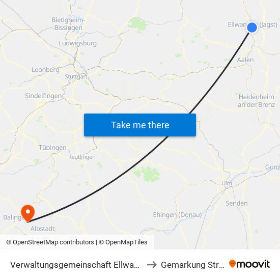 Verwaltungsgemeinschaft Ellwangen (Jagst) to Gemarkung Streichen map