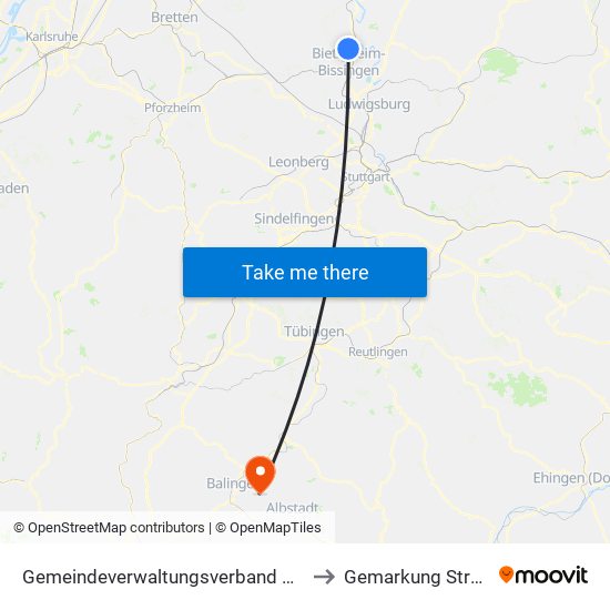 Gemeindeverwaltungsverband Besigheim to Gemarkung Streichen map