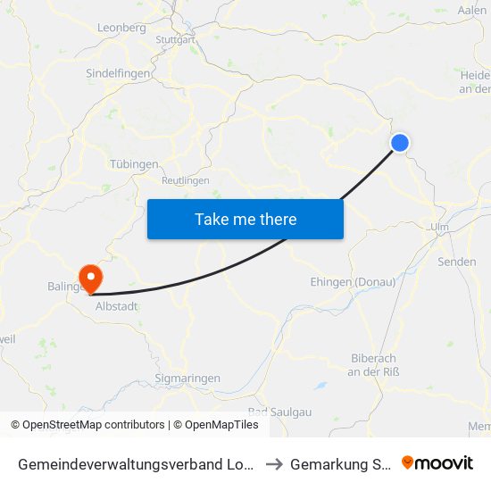 Gemeindeverwaltungsverband Lonsee-Amstetten to Gemarkung Streichen map