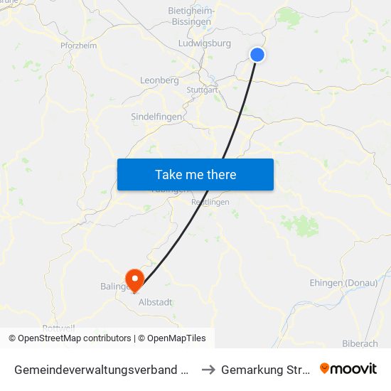 Gemeindeverwaltungsverband Winnenden to Gemarkung Streichen map