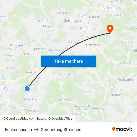 Feckenhausen to Gemarkung Streichen map
