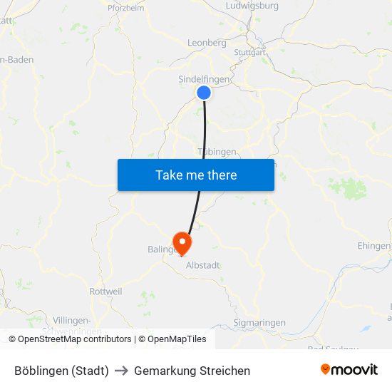 Böblingen (Stadt) to Gemarkung Streichen map