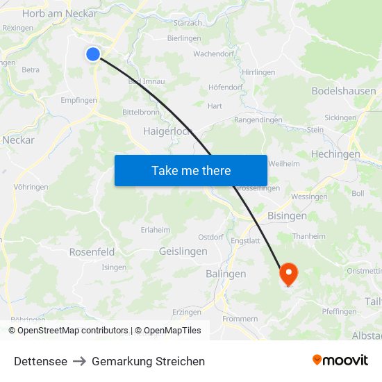 Dettensee to Gemarkung Streichen map