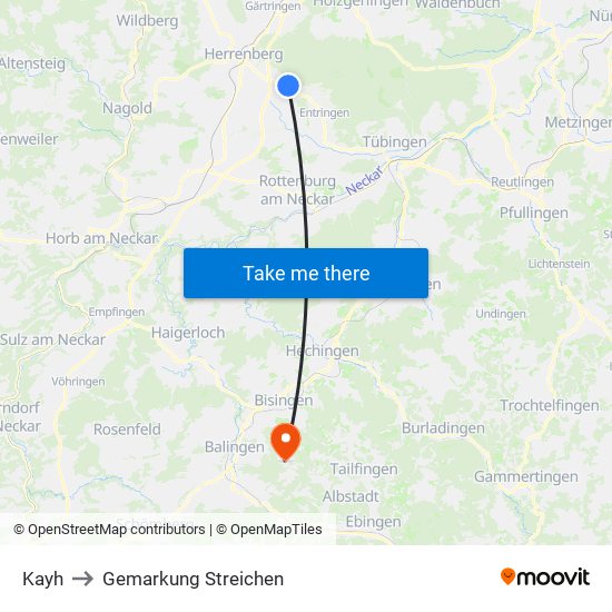 Kayh to Gemarkung Streichen map
