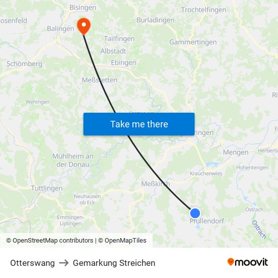 Otterswang to Gemarkung Streichen map