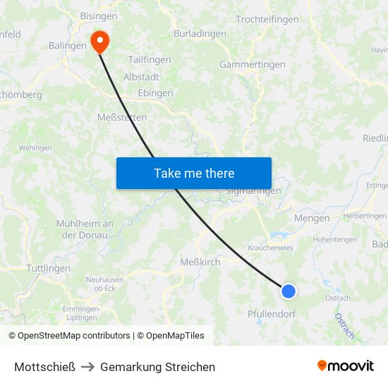 Mottschieß to Gemarkung Streichen map